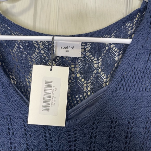 Societe Womens Dark Navy Knit Sleeveless Tank Dress Sz XSP - Picture 3 of 9